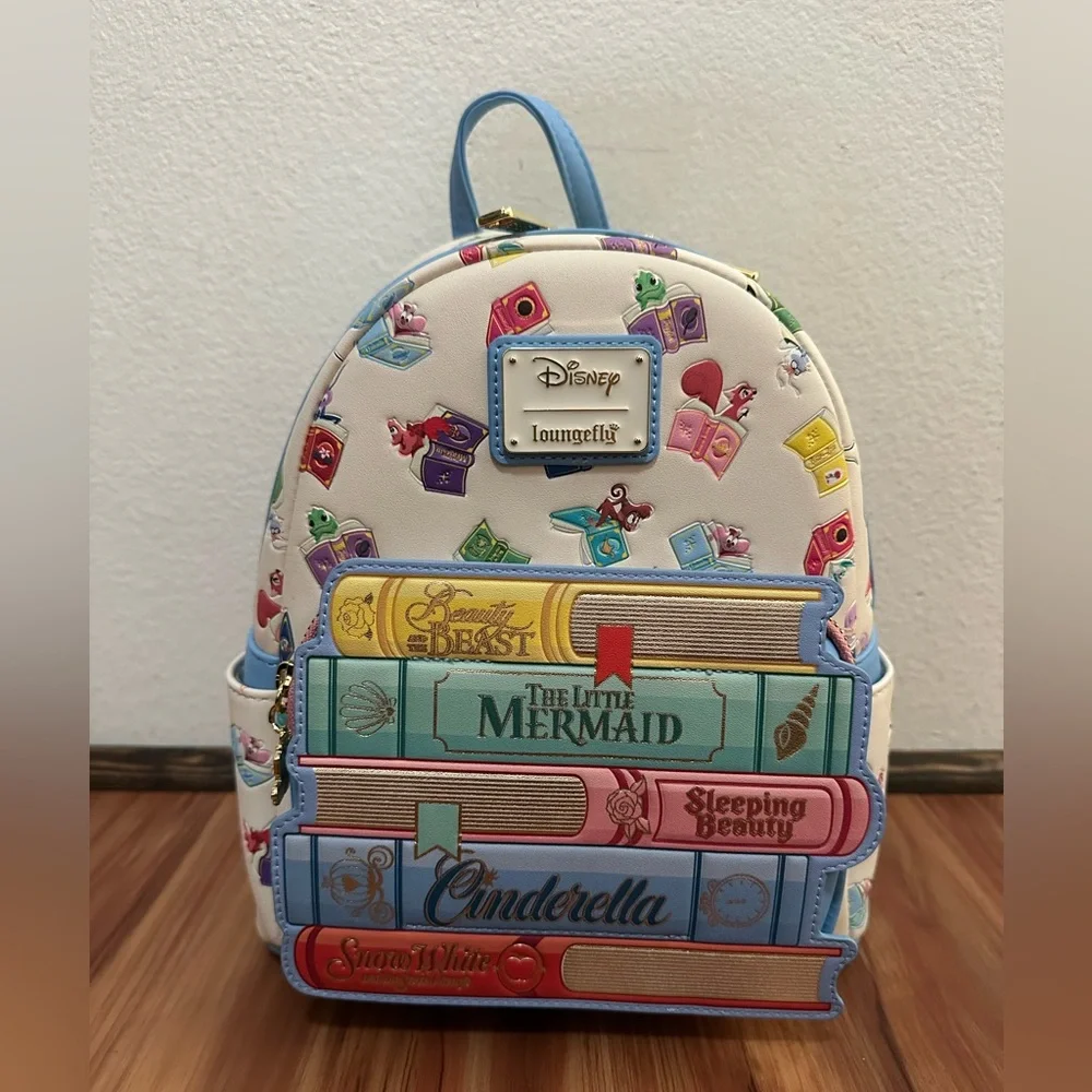 NWT Loungefly Disney Princess Books and sidekicks Backpack - Multicolor - Picture 2 of 5